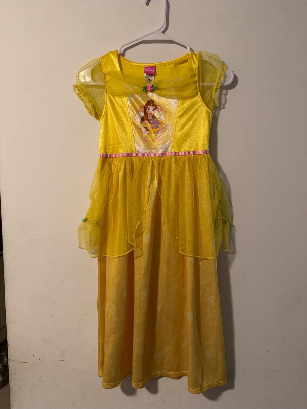 Disney Yellow Belle Princess Costume Dress with Pink Trim